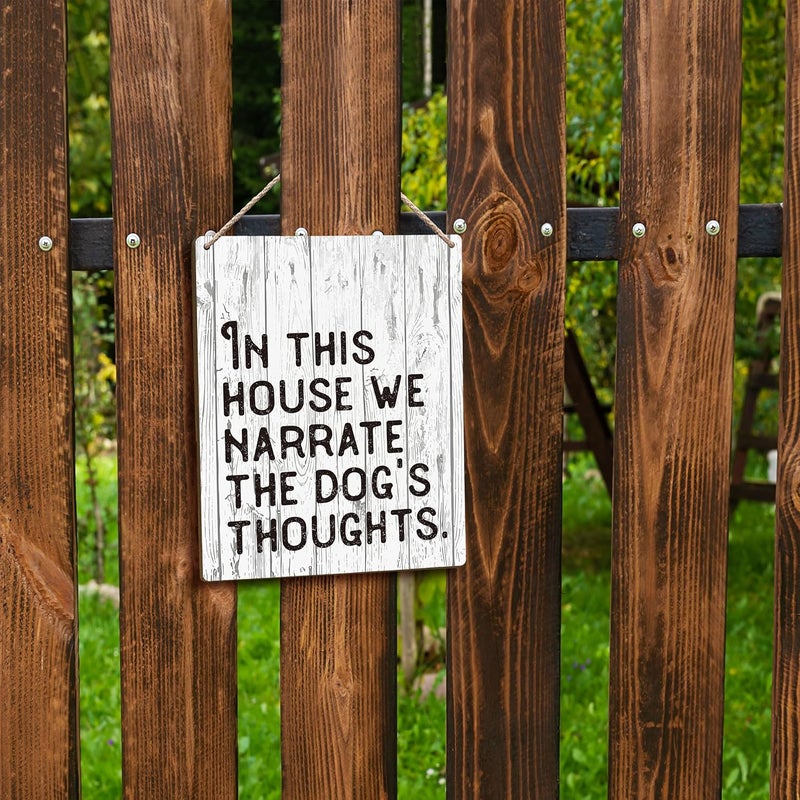 FUGWN In This House We Narrate the Dogs Thoughts Hanging Wooden Signs 8x10, Dog Decor for Dog Room, Dog Signs for Home Decor, Dog Decorations for the Home, House Rules Sign - Image 5